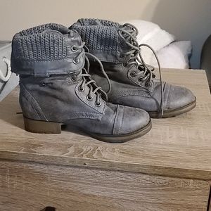 Gray combat boots